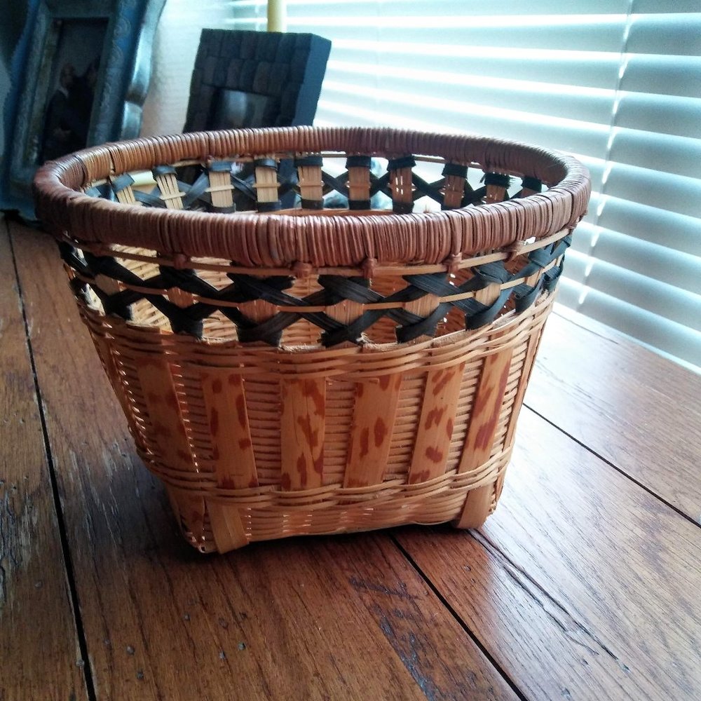 Boho hand woven wicker rattan basket